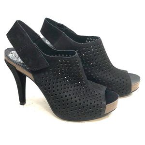VINCE CAMUTO leather mesh wedge heels 7 1/2
